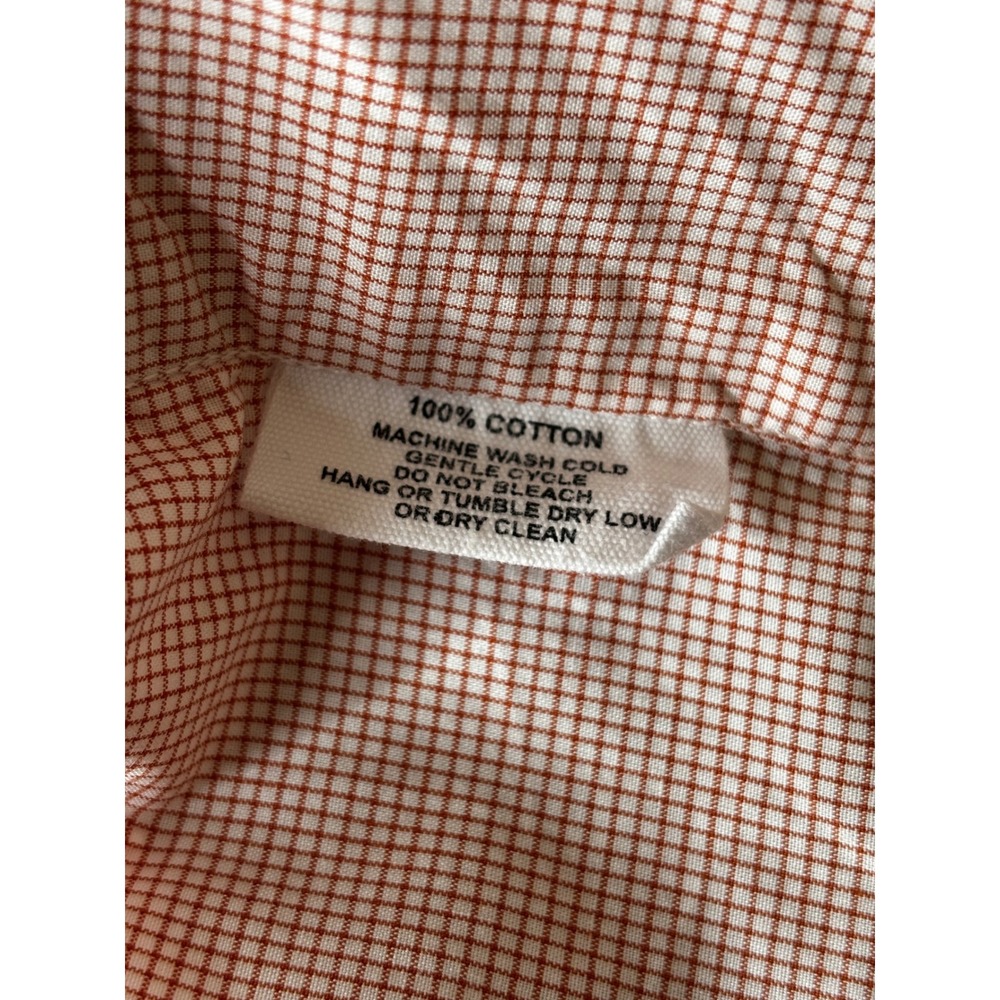 San Cristobal Mens Guayabera Shirt Large Terracotta Check Embroidered Cotton L - Picture 5 of 8